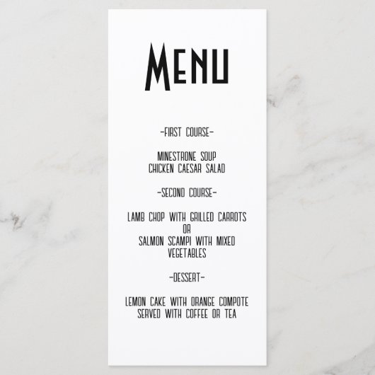 Moderne Retro Bold en Edgy Bruiloft Menu (Voorkant)