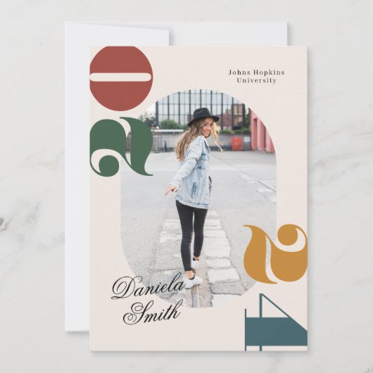 Moderne Retro & Bold Klasse van 2024 Afstuderen Kaart (Voorkant)