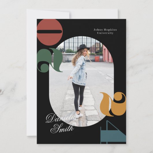 Moderne Retro & Bold Klasse van 2024 Afstuderen Kaart (Voorkant)