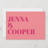 Moderne Retro Bold Type Roze & Magenta Weddenschap Kaart (Voorkant)