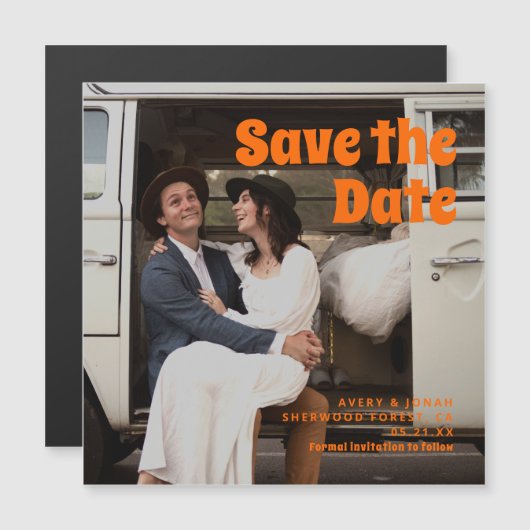 Moderne  Retro Bold Typography Photo Wedding (Voorkant / Achterkant)