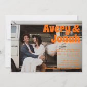 Moderne  Retro Bold Typography Photo Wedding Kaart (Voorkant)