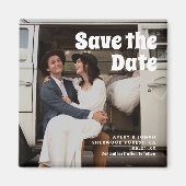 Moderne Retro Bold Typography Photo Wedding Magneet (Voorkant)