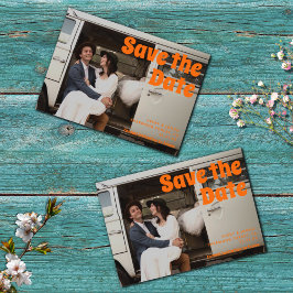 Moderne  Retro Bold Typography Photo Wedding Magnetische Uitnodiging