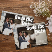 Moderne  Retro Bold Typography Photo Wedding Magnetische Uitnodiging