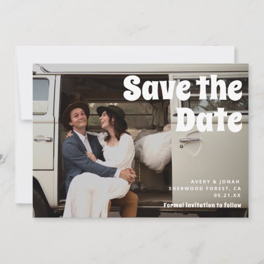 Moderne  Retro Bold Typography Photo Wedding Save The Date (Voorkant)
