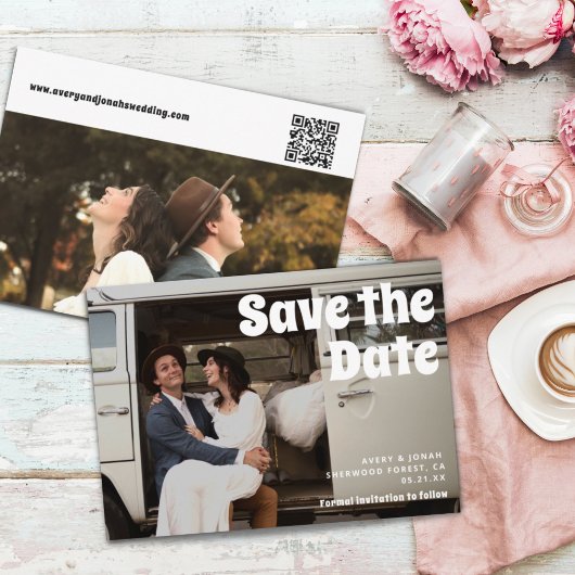 Moderne  Retro Bold Typography Photo Wedding Save The Date