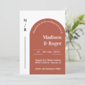 Moderne Retro Boog QR Code RSVP Foto Bruiloft Kaart (Staand voorkant)