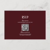 Moderne Retro Bourgondiër Trouw QR Code RSVP Informatiekaartje (Voorkant)
