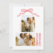 Moderne Retro Bow Vrolijke Kerstfoto Feestdagenkaart (Voorkant)