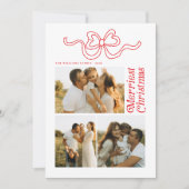 Moderne Retro Bow Vrolijke Kerstfoto Vakantie Auto Feestdagenkaart (Voorkant)