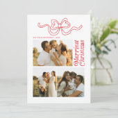 Moderne Retro Bow Vrolijke Kerstfoto Vakantie Auto Feestdagenkaart (Staand voorkant)