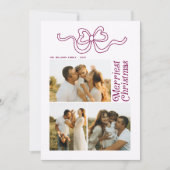 Moderne Retro Bow Vrolijke Kerstfoto Vakantie Feestdagenkaart (Voorkant)