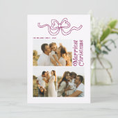 Moderne Retro Bow Vrolijke Kerstfoto Vakantie Feestdagenkaart (Staand voorkant)