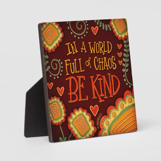 Moderne Retro Brown Be Kind Inspirivity Plaque Fotoplaat (Voorkant)