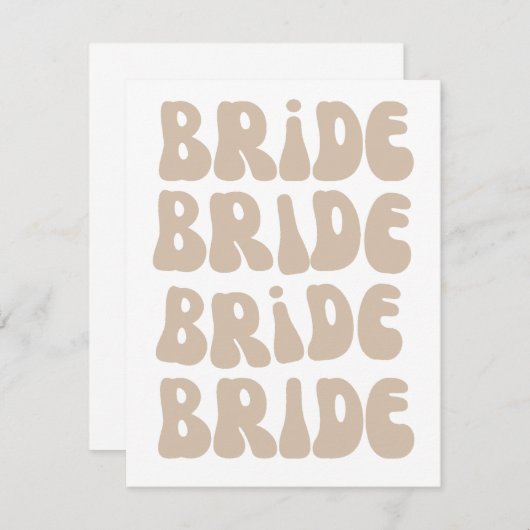 Moderne Retro Bruid Bachelorette Party Kaart (Voorkant / Achterkant)