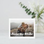 Moderne retro bruiloft Bewaar de datumfoto Briefkaart (Staand voorkant)
