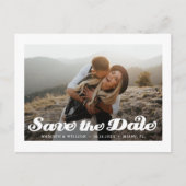 Moderne retro bruiloft Bewaar de datumfoto Briefkaart (Voorkant)