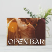 Moderne Retro Bruiloft Open Bar Volledig Uitgelope Save The Date (Staand voorkant)