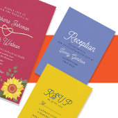 Moderne retro bruiloft receptie informatiekaartje