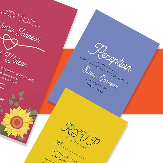 Moderne retro bruiloft receptie informatiekaartje