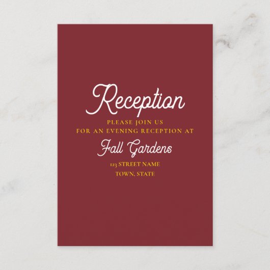 Moderne retro bruiloft receptie informatiekaartje (Voorkant)