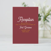 Moderne retro bruiloft receptie informatiekaartje (Staand voorkant)