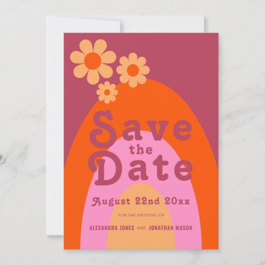 Moderne Retro Bruiloft Save The Date (Voorkant)