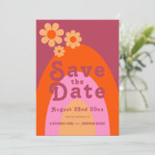Moderne Retro Bruiloft Save The Date (Staand voorkant)