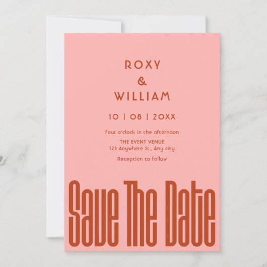 Moderne Retro bruiloft Save The Date (Voorkant)