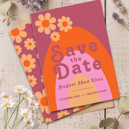 Moderne Retro Bruiloft Save The Date