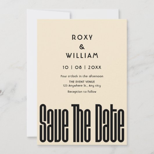 Moderne Retro bruiloft Save The Date (Voorkant)