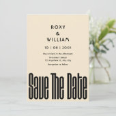Moderne Retro bruiloft Save The Date (Staand voorkant)