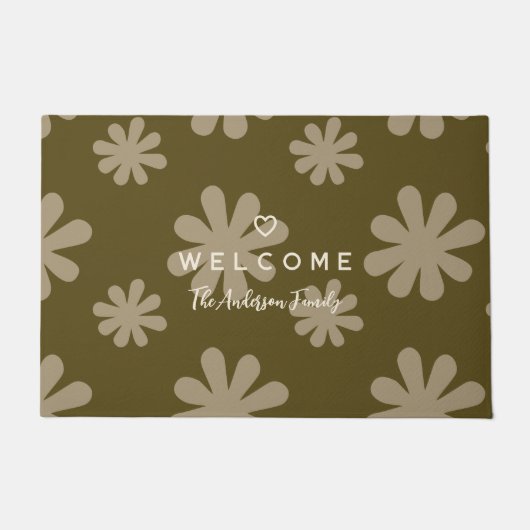Moderne Retro Chic Daisy Bloemen Welkom Deurmat (Voorkant)