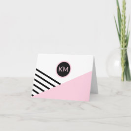 Moderne Retro Chic Monogram Logo Note Kaart