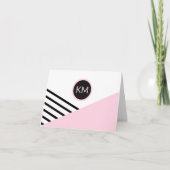Moderne Retro Chic Monogram Logo Note Kaart (Voorkant)
