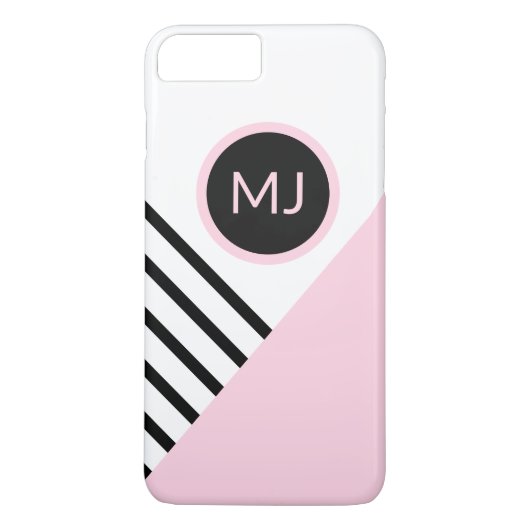 Moderne Retro Chic Monogram Strepen en Kleurenblok Case-Mate iPhone Case (Achterkant)