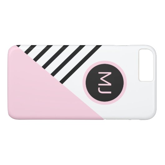 Moderne Retro Chic Monogram Strepen en Kleurenblok Case-Mate iPhone Case (Achterkant (Horizontaal))