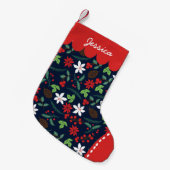 Moderne Retro Chic Pattern Feestdagen Aangepast Kleine Kerstsok (Voorkant (Hangend))