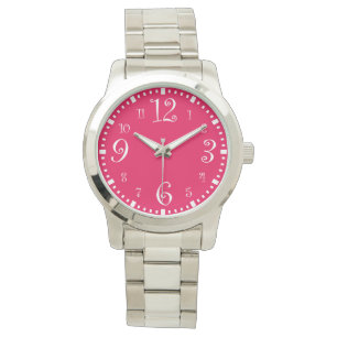 Moderne Retro Chique Hot Roze Horloge