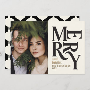 Moderne  retro Chritsmas Black gold Announce Aankondiging