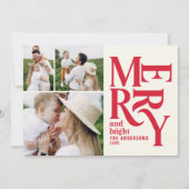 Moderne  retro Chritsmas red festive foto Aankondiging (Voorkant)