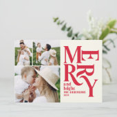 Moderne  retro Chritsmas red festive foto Aankondiging (Staand voorkant)