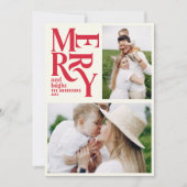 Moderne  retro Chritsmas red foto Aankondiging (Voorkant)