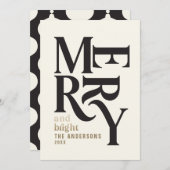 Moderne  retro Chritsmas zwart goud Aankondiging (Voorkant / Achterkant)