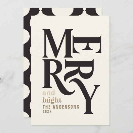 Moderne retro Chritsmas zwart goud Aankondiging (Voorkant / Achterkant)