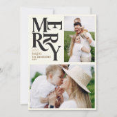 Moderne  retro Chritsmas zwarte goudfoto Aankondiging (Voorkant)