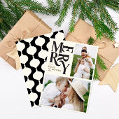 Moderne  retro Chritsmas zwarte goudfoto Aankondiging