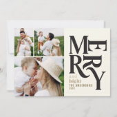 Moderne retro Chritsmas zwarte goudfoto Aankondiging (Voorkant)