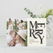 Moderne retro Chritsmas zwarte goudfoto Aankondiging (Staand voorkant)